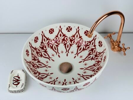 Handcrafted Ceramic Sink – Garnet Red Berber Splinters